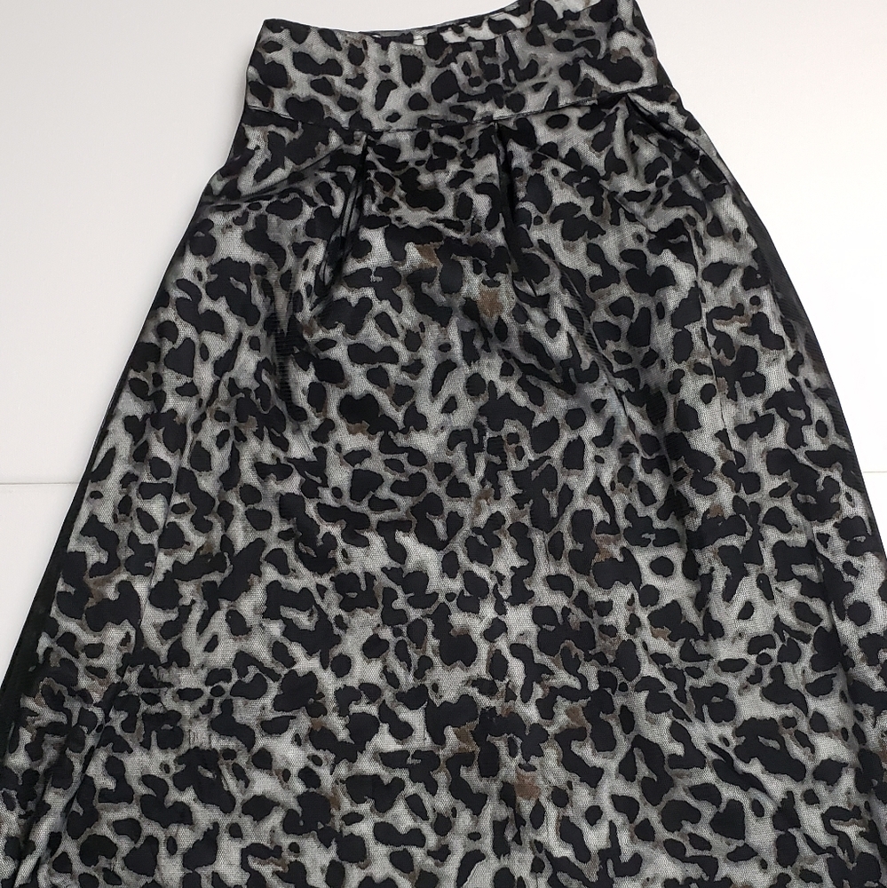 EUC Knee Length skirt animal print w/ lace overlay